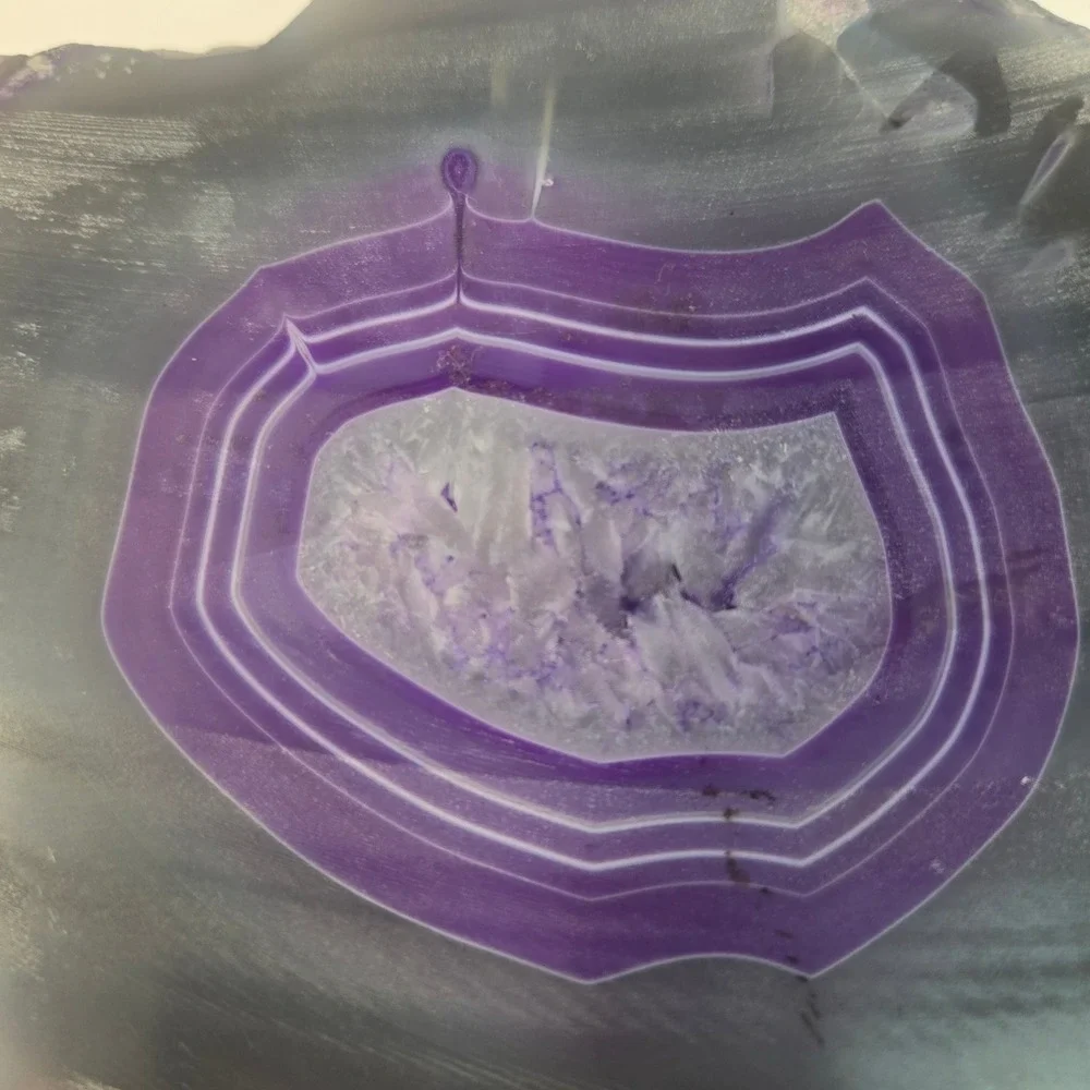 Purple Agate Slice Geode Polished Crystal Specimen Grey Banded Stone Decor